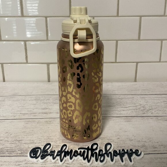 Buc-ee's Viral Leopard Cheetah Rose Gold Reusable Water Bottle - Picture 7 of 9